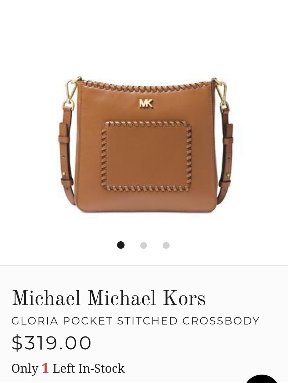 Michael Kors Gloria Leather Crossbody Bag with Whipstitch Trim